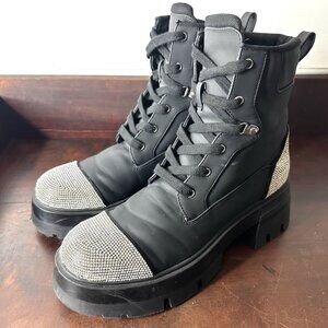 Public Desire Lark Boots Women’s UK5, US 7.5 - 8 Black Rhinestone Bling Combat